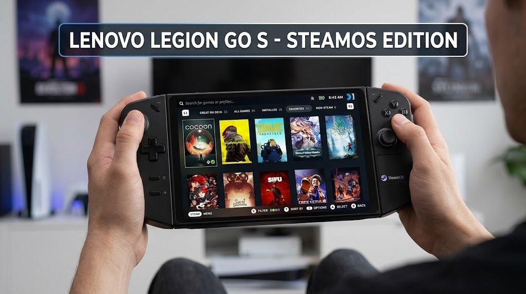Lenovo Legion Go S displaying SteamOS library